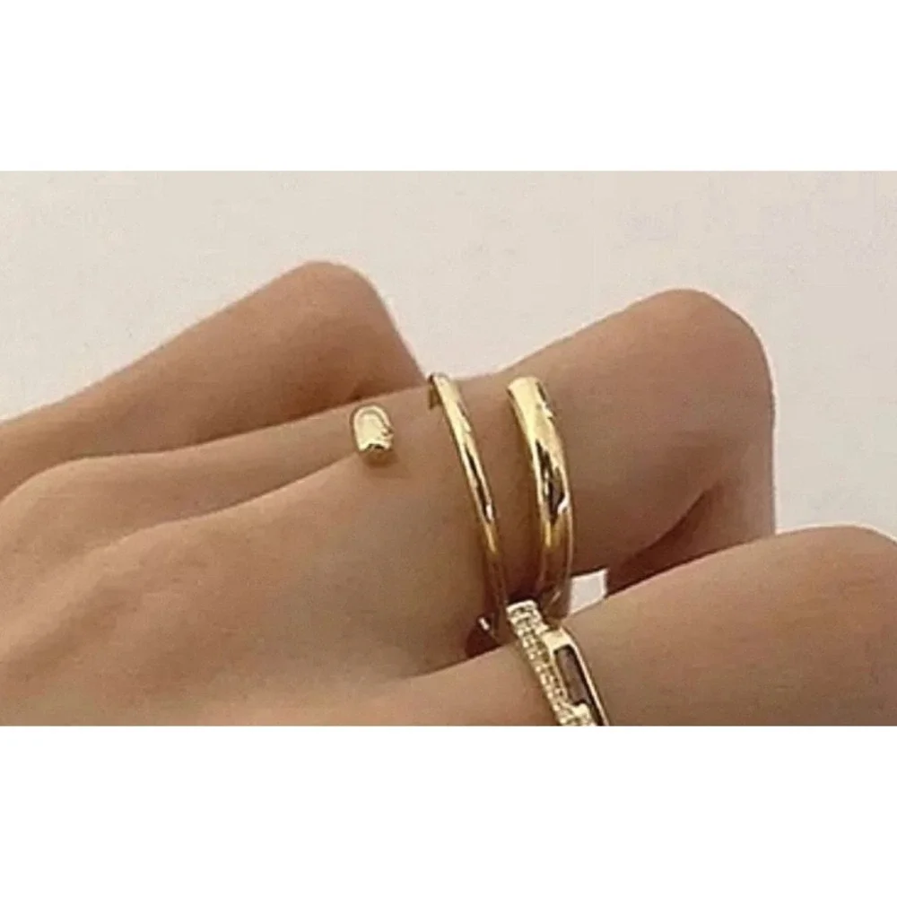 NEW Coil Ring Adjustable Wrap Gold Plated Sterling Silver Minimalist‎ Jewelry